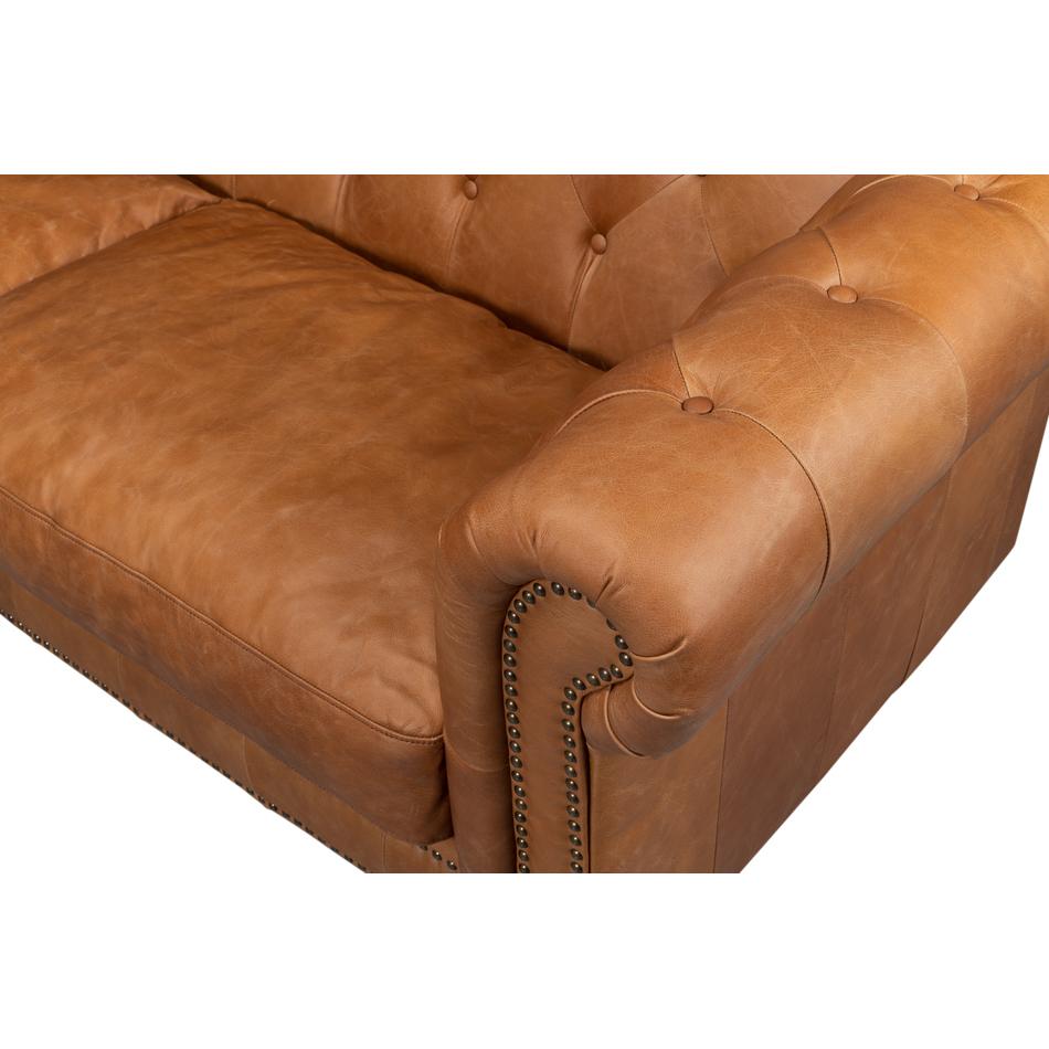 Cuir Canapé Chesterfield en cuir touffeté en vente