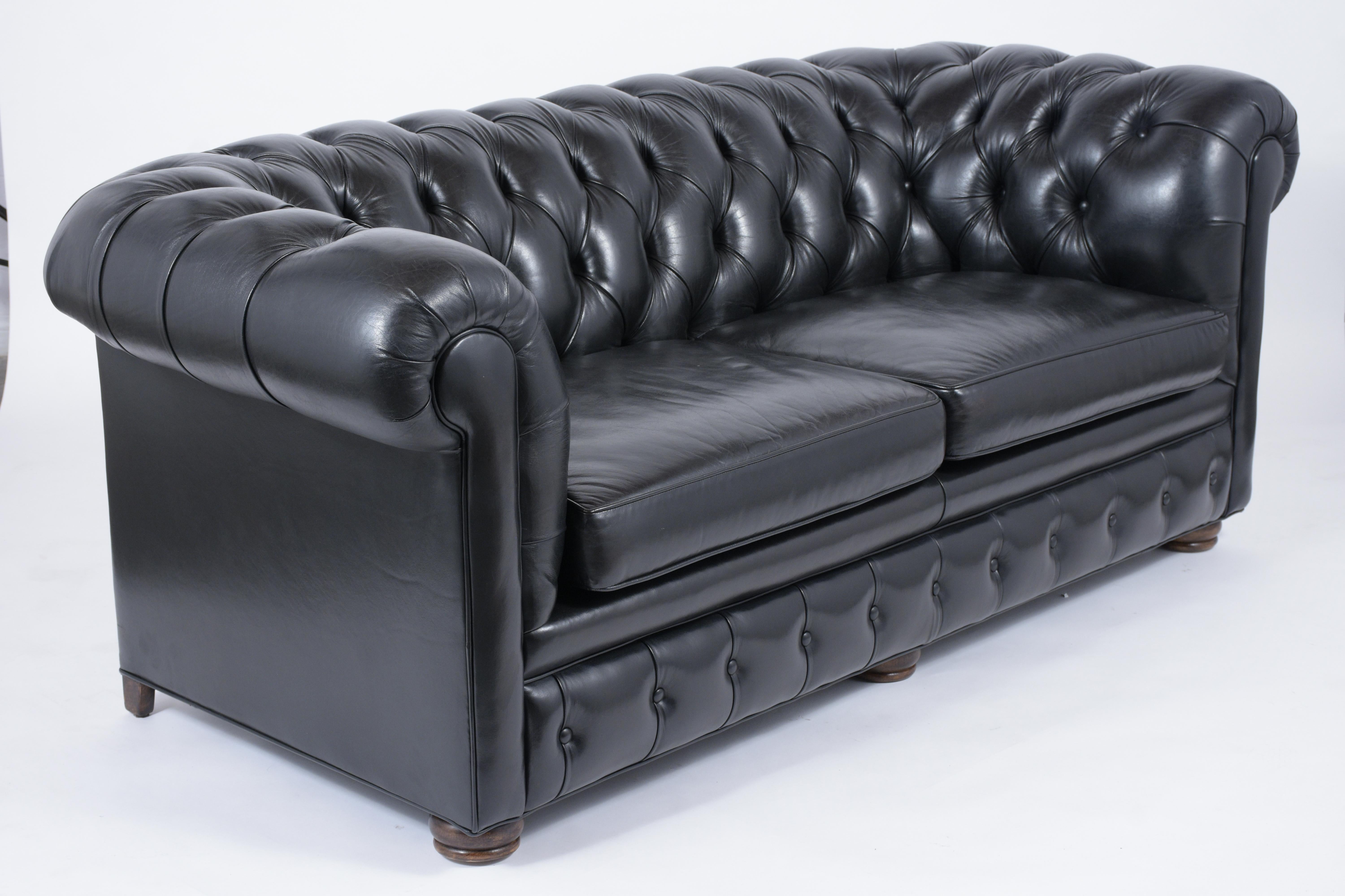Late 20th Century Chesterfield Tufted Leather Sofa