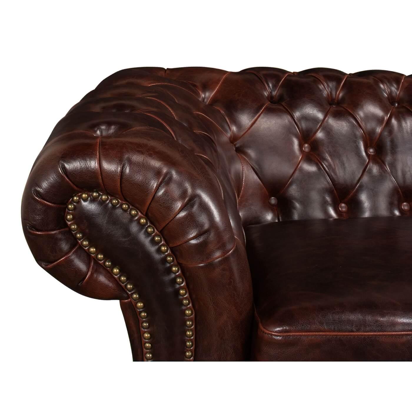 Tufted Leather Chesterfield Sofa For Sale 2