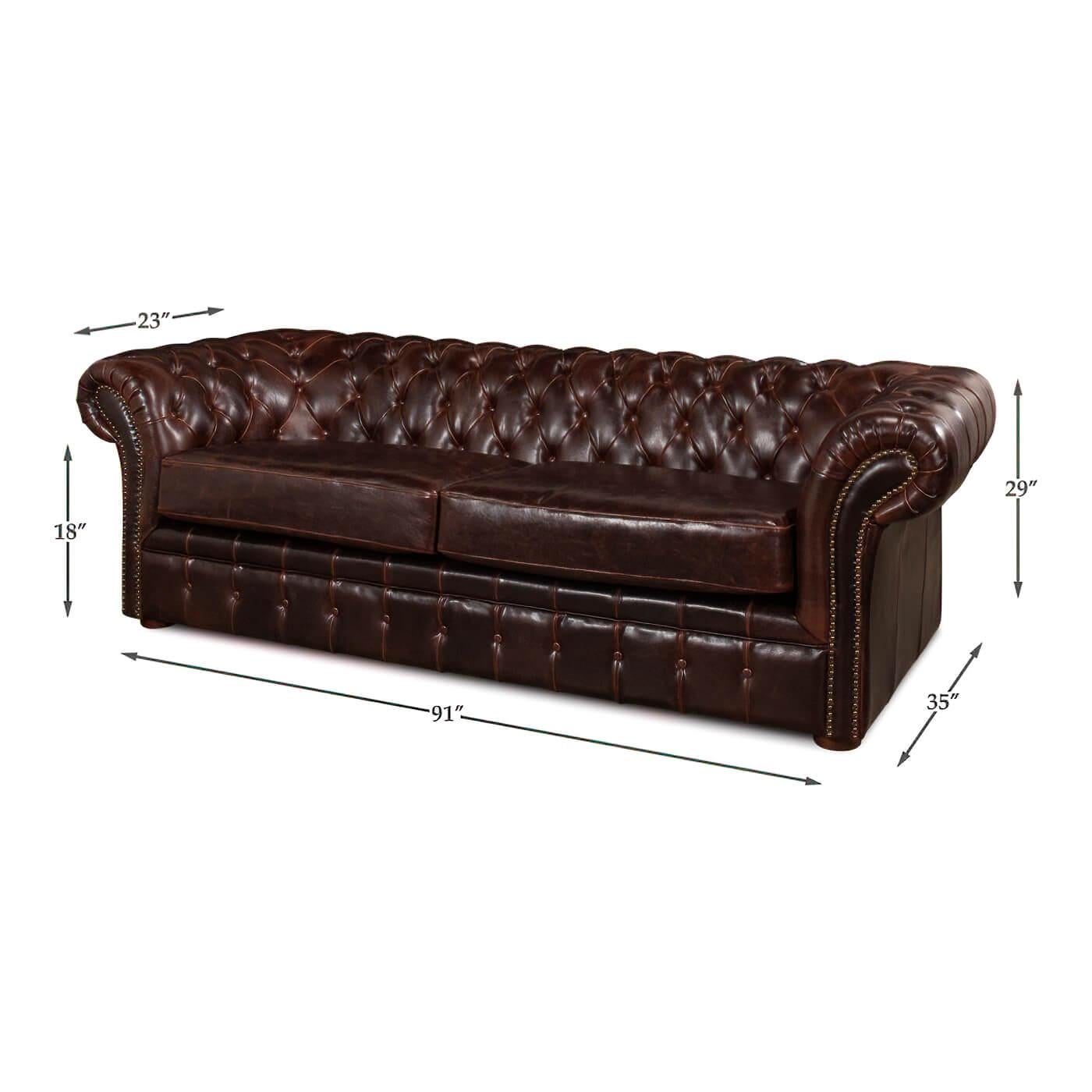 Tufted Leather Chesterfield Sofa For Sale 3