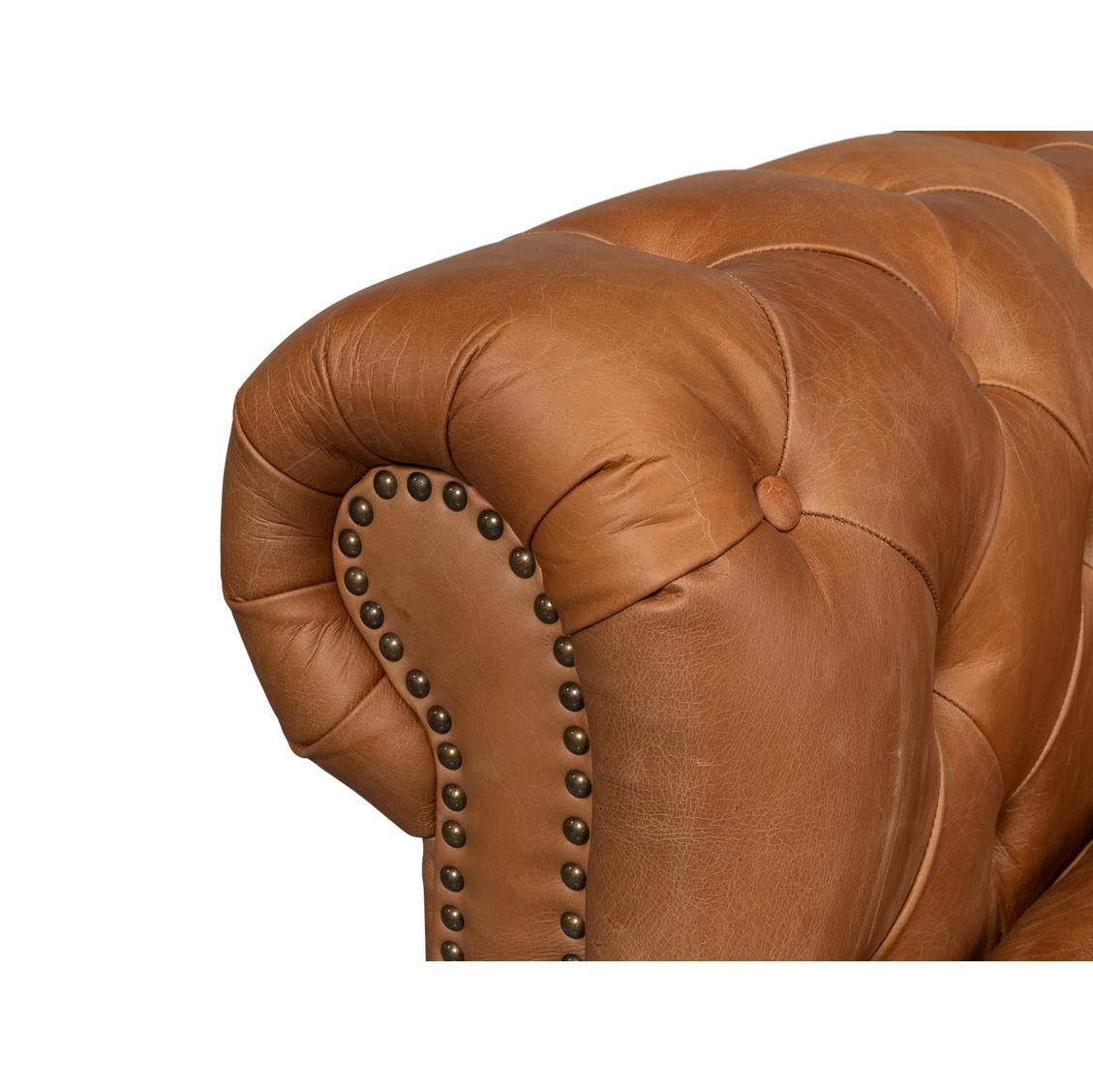 Tufted Leather Chesterfield Sofa For Sale 4