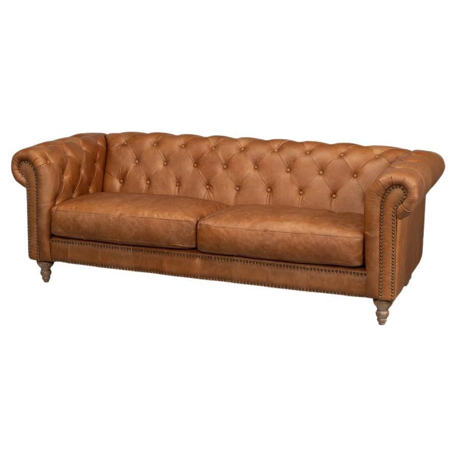 Tufted Leather Chesterfield Sofa For Sale