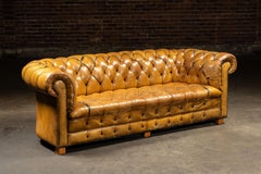 Tufted Leather Chesterfield Sofa in Camel