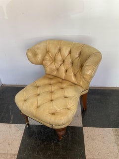 Tufted Leather Cockfighting Chair