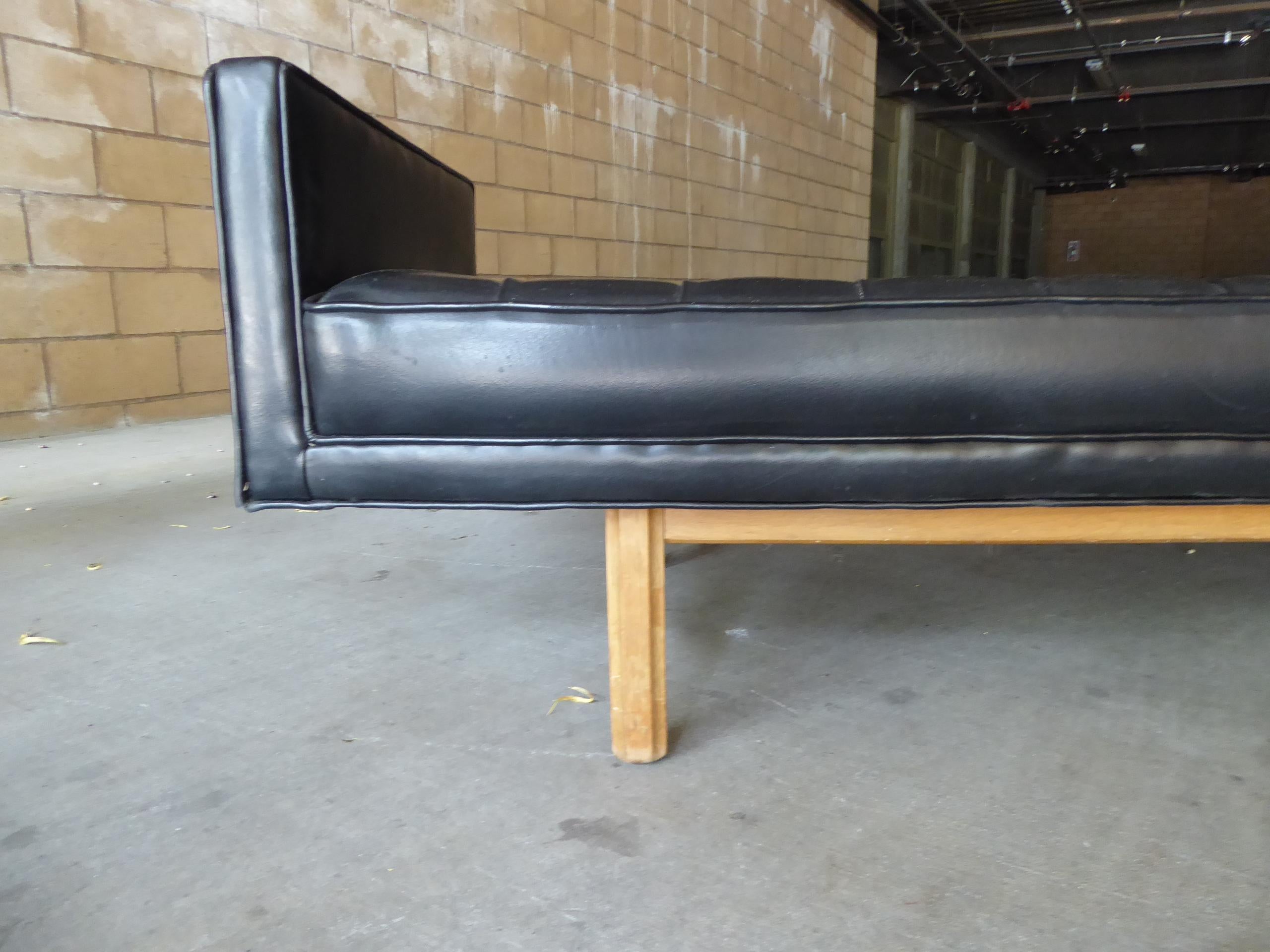 Mid-Century Modern Tufted Leather Daybed Attributed to the Dunbar Furniture Co, circa 1960s