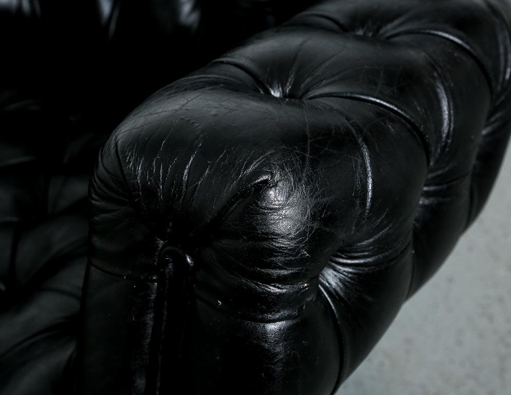 Tufted Leather Lounge Chair in the Style of Ward Bennett 1