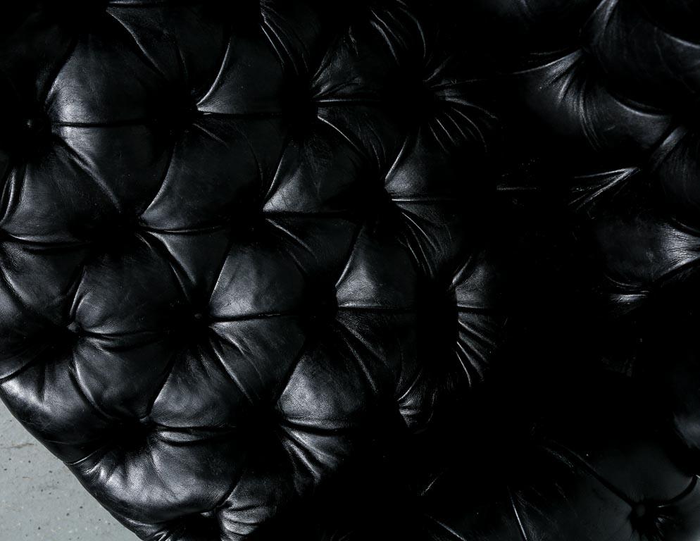 Tufted Leather Lounge Chair in the Style of Ward Bennett 2