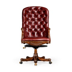 Tufted Leather Mahogany Desk Chair