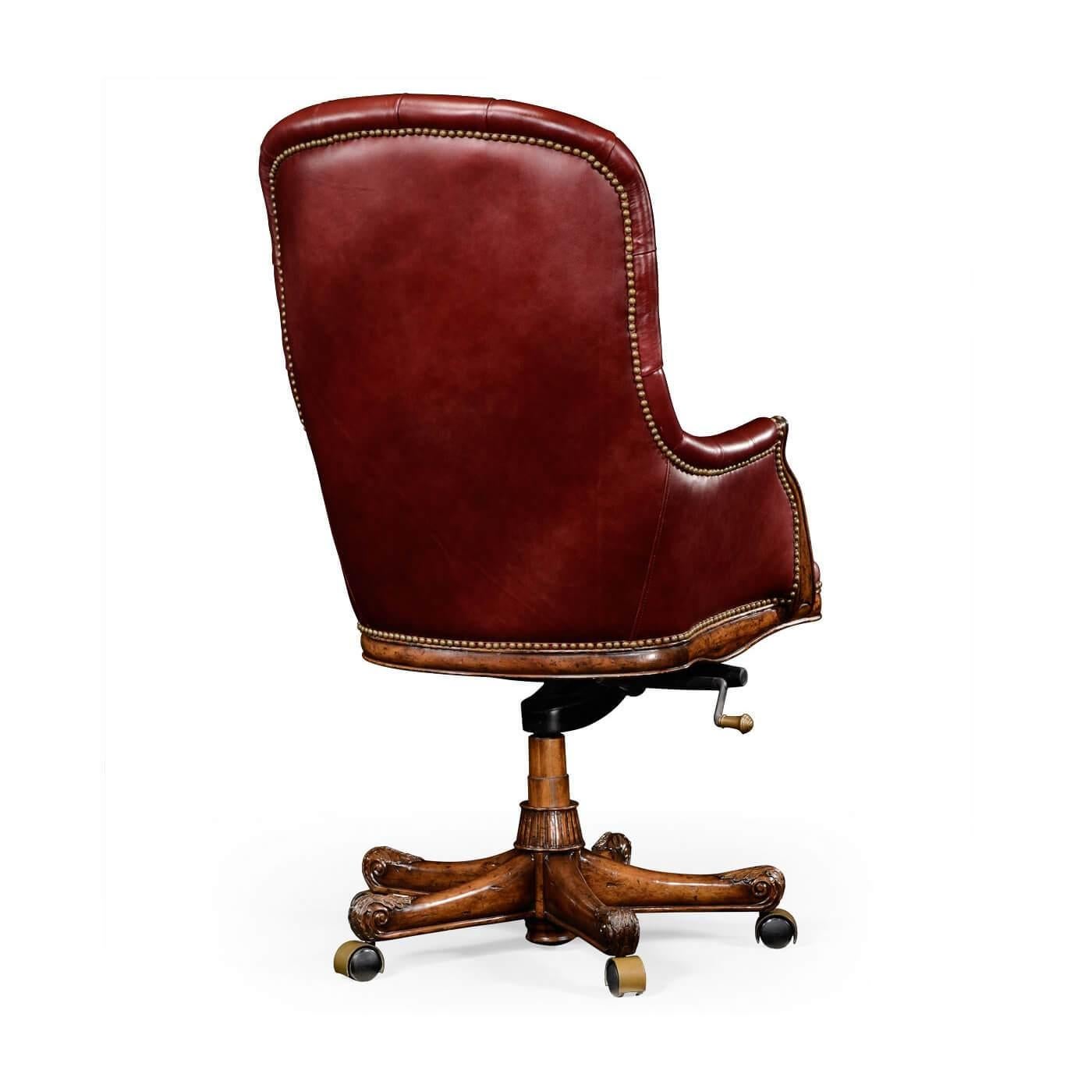 Chesterfield Tufted Leather Mahogany Desk Chair