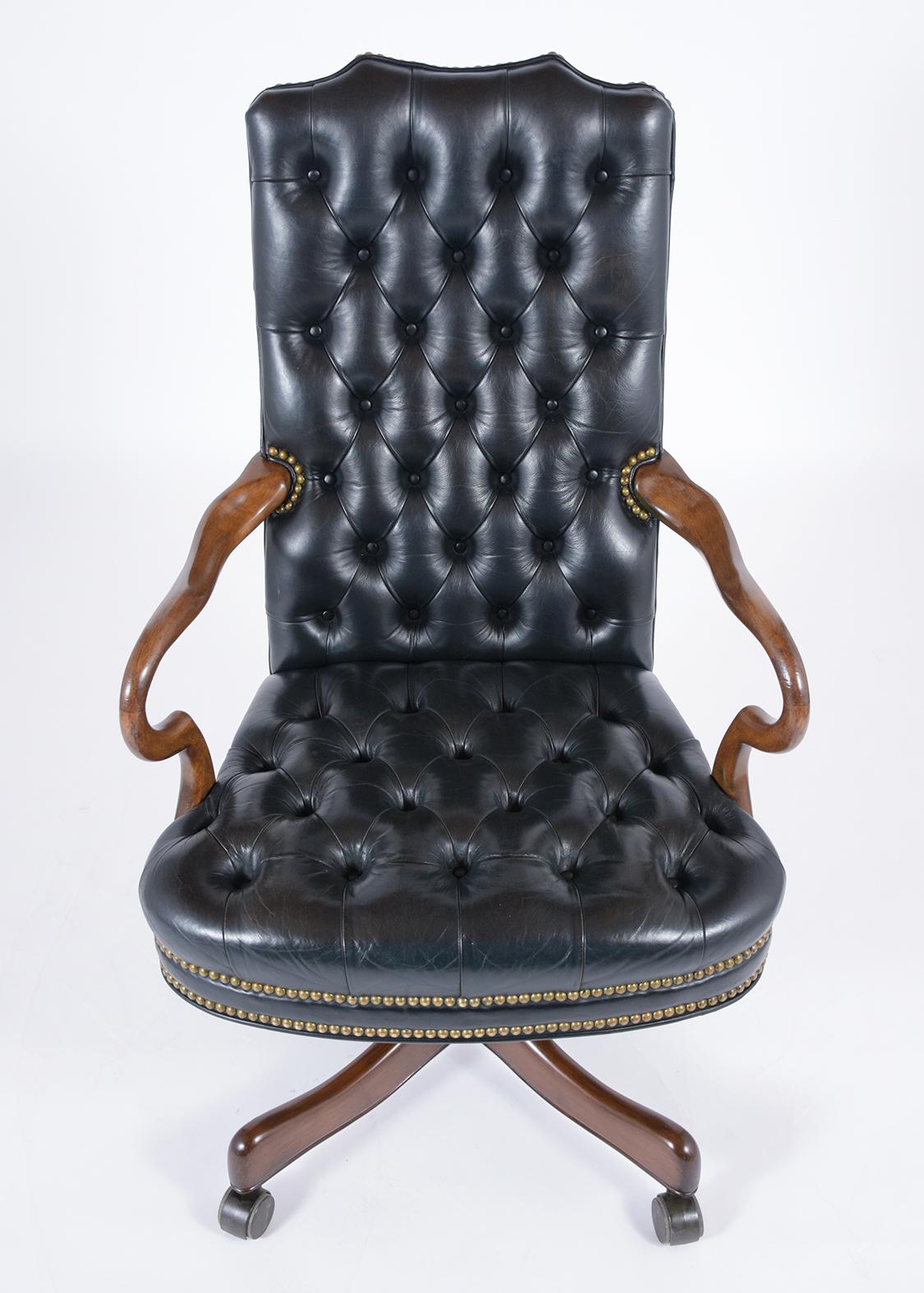 leather tufted desk chair
