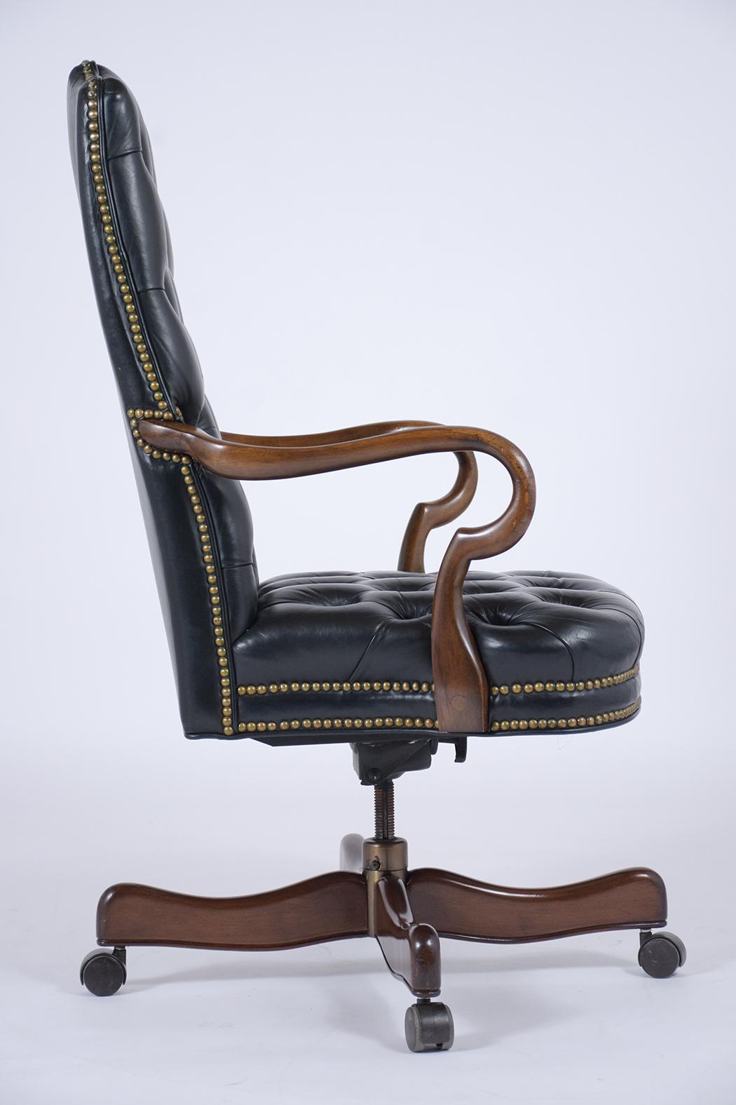 Carved Tufted Leather Office Chair