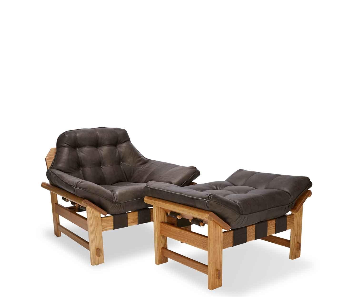 American Tufted Leather Ojai Ottoman by Lawson-Fenning