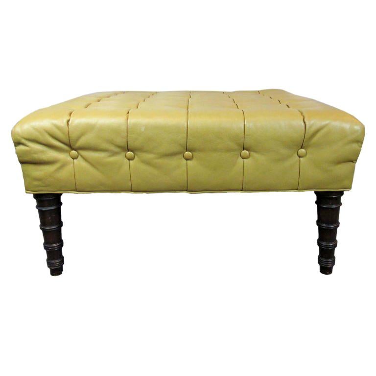 Tufted Leather Ottoman Designed by Edward Wormley for Dunbar For Sale