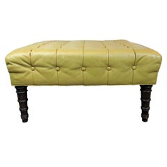 Tufted Leather Ottoman Designed by Edward Wormley for Dunbar