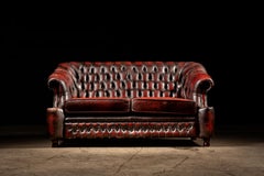 Tufted Leather Oxblood Loveseat by Thomas Lloyd