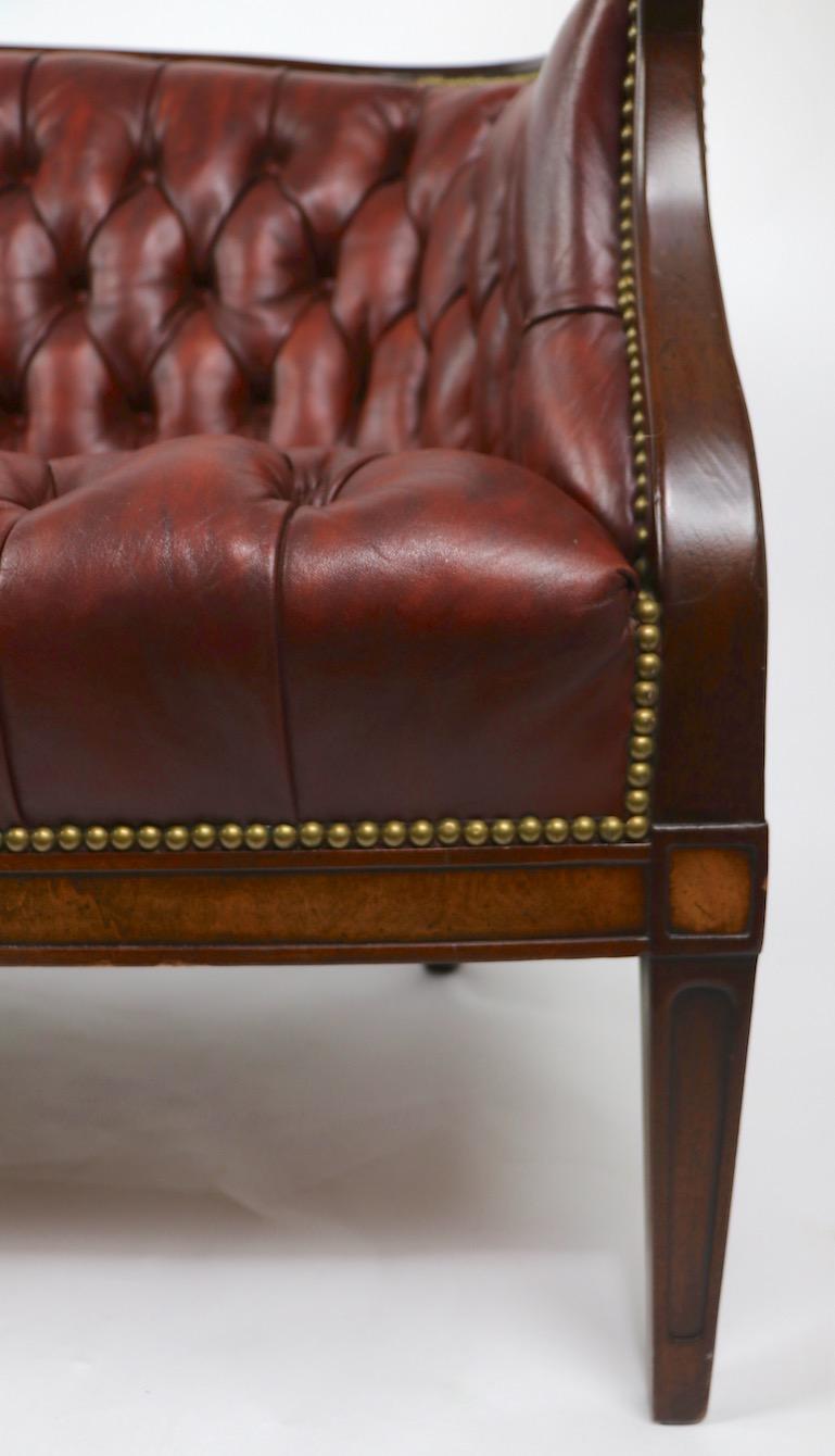 Tufted Leather Sofa Made by Hickory Chair Company Retailed by B. Altman 2