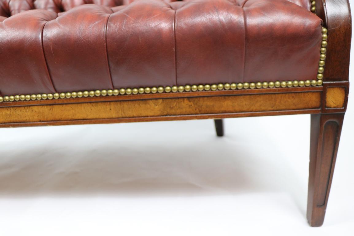 Tufted Leather Sofa Made by Hickory Chair Company Retailed by B. Altman 3