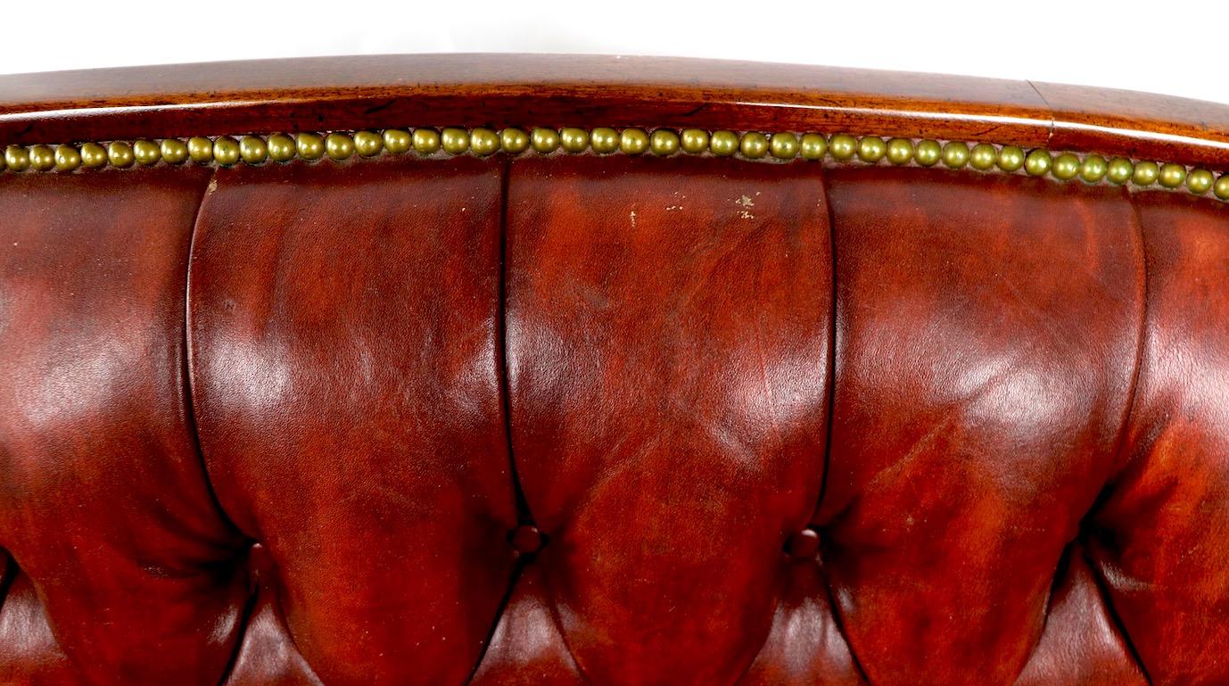 Tufted Leather Sofa Made by Hickory Chair Company Retailed by B. Altman 6