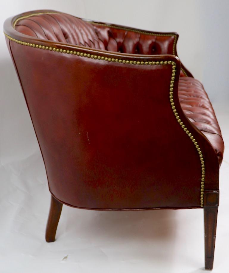 American Classical Tufted Leather Sofa Made by Hickory Chair Company Retailed by B. Altman