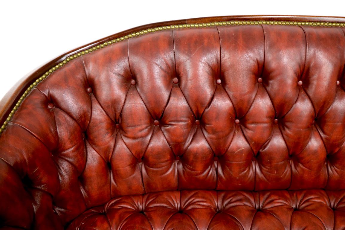 Tufted Leather Sofa Made by Hickory Chair Company Retailed by B. Altman In Good Condition In New York, NY