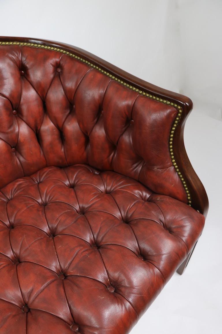 20th Century Tufted Leather Sofa Made by Hickory Chair Company Retailed by B. Altman