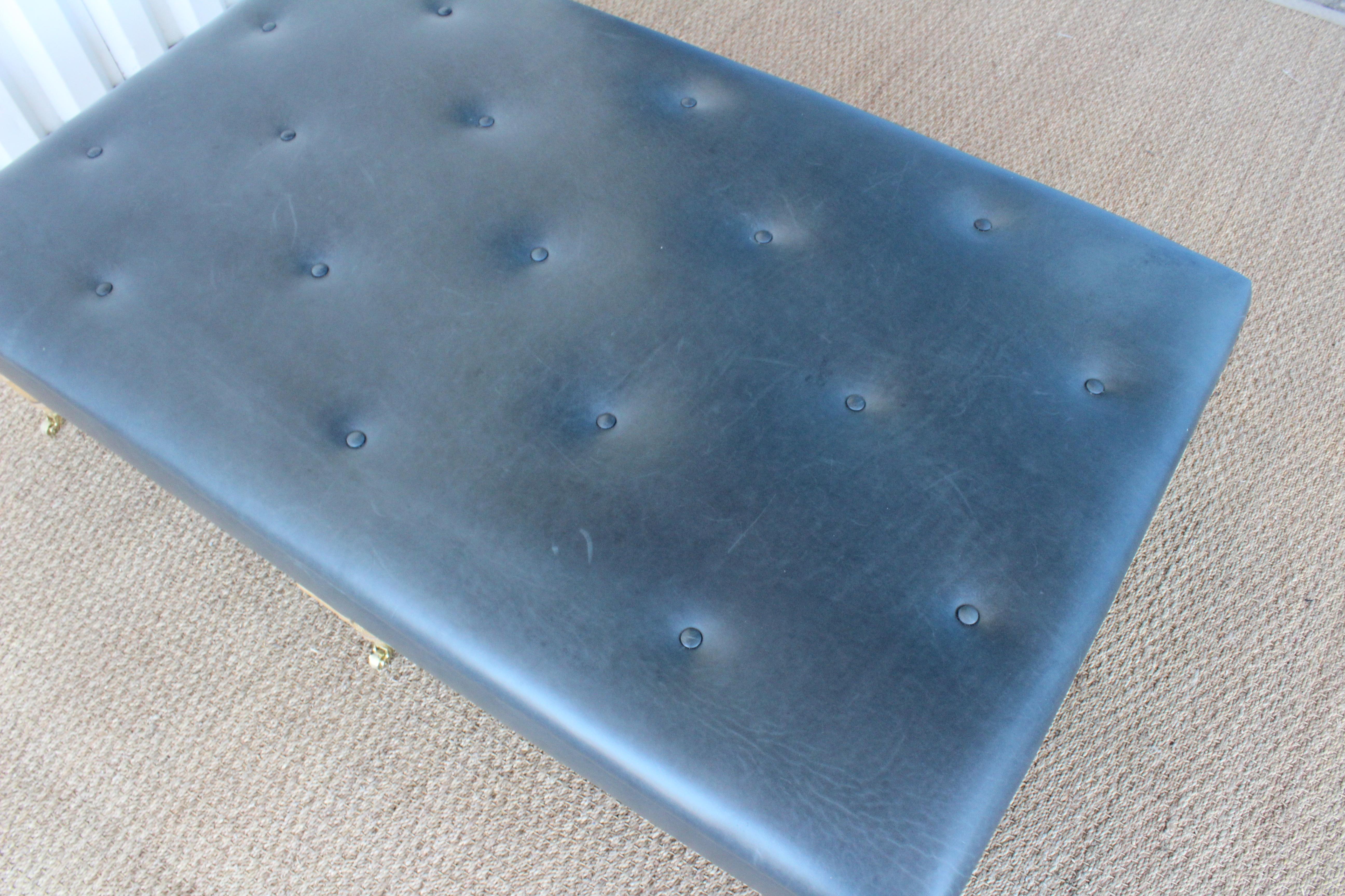 Tufted Leather Upholstered Ottoman In New Condition For Sale In Los Angeles, CA