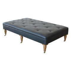 Tufted Leather Upholstered Ottoman