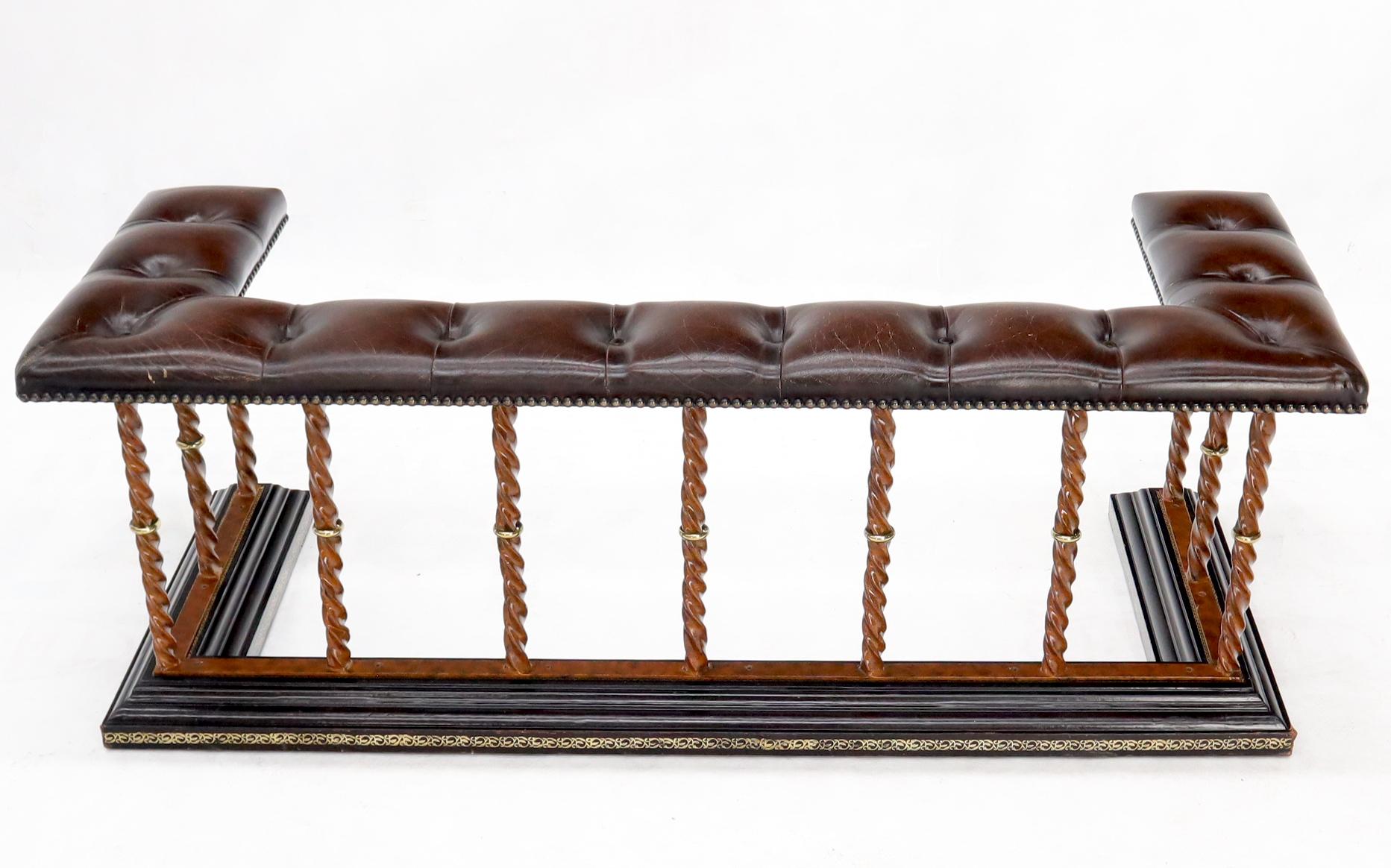 High quality tufted leather wrought iron base bracket shape fireplace bench.