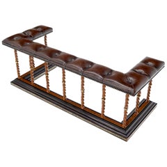 Tufted Leather Upholstery Wrought Iron Base Fireplace Bench