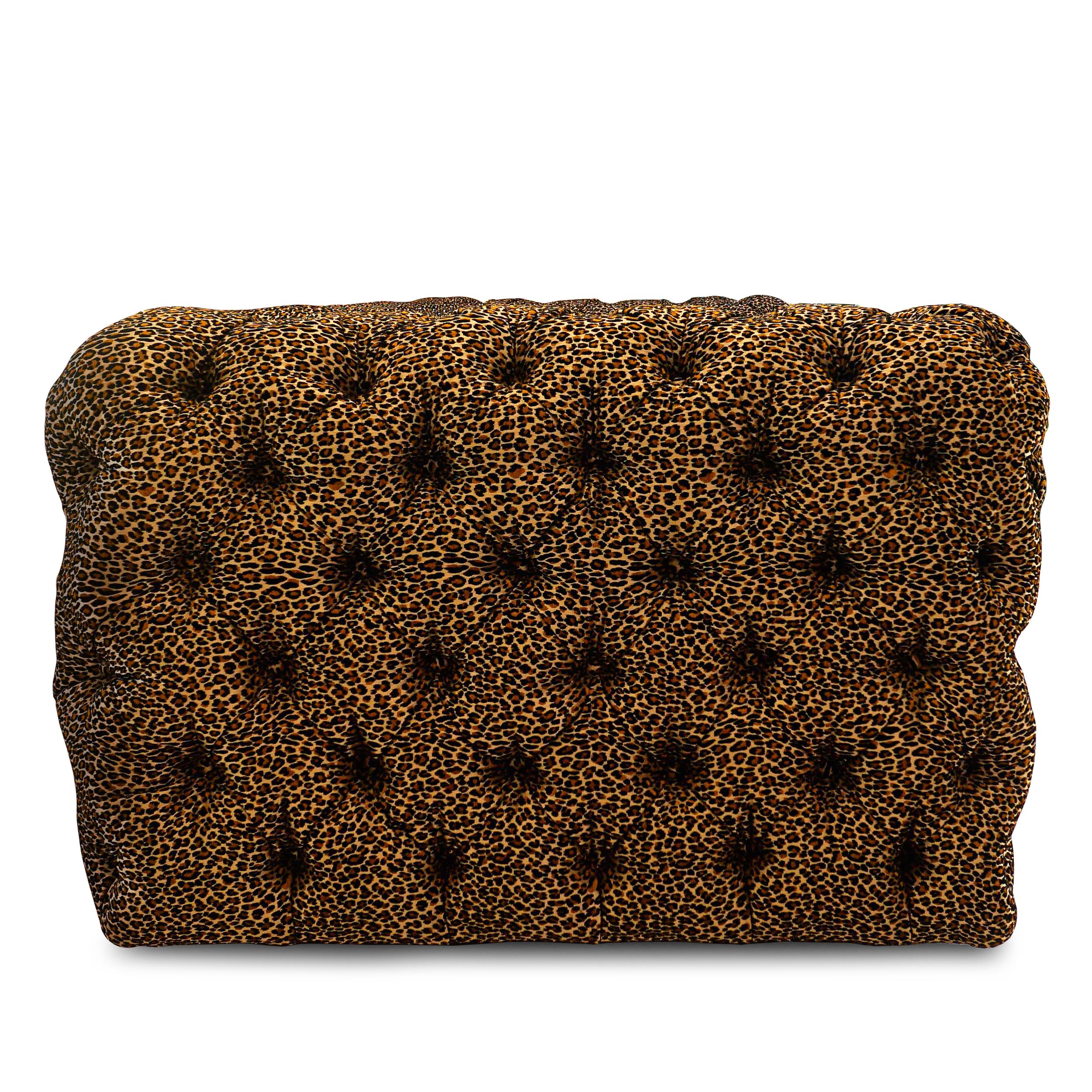 Cotton Tufted Leopard Print Sofa For Sale