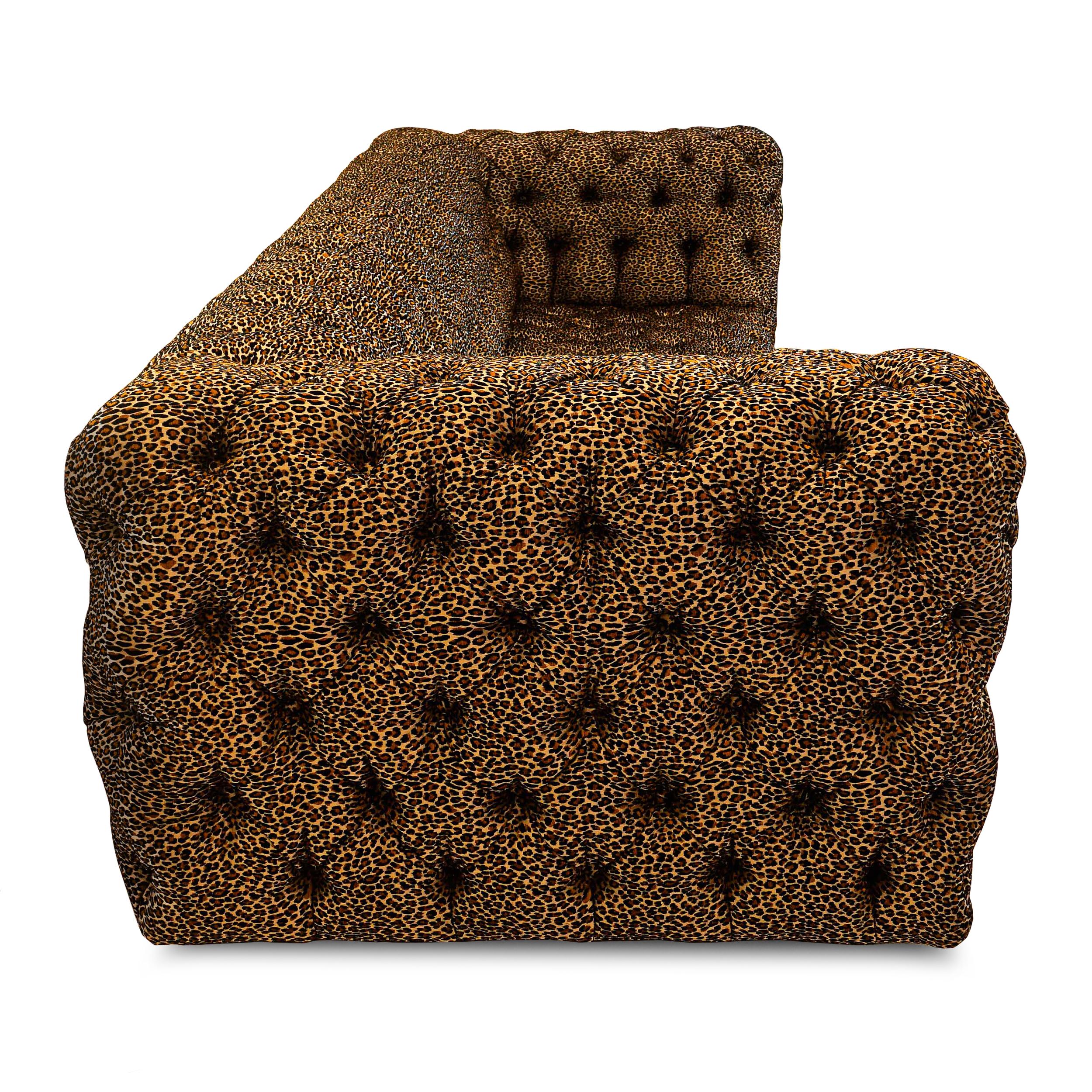 Tufted Leopard Print Sofa For Sale 2