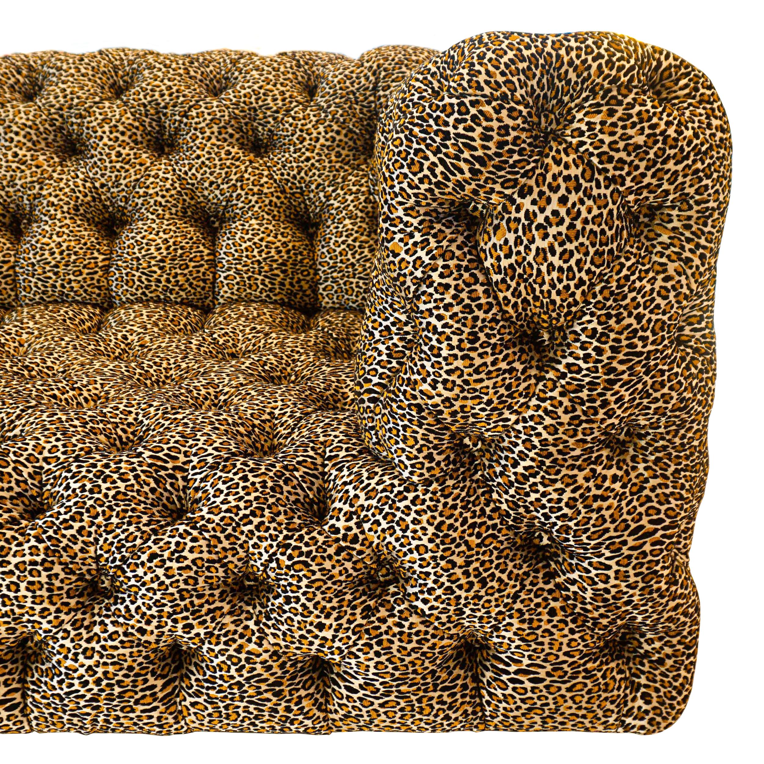 Tufted Leopard Print Sofa For Sale 8