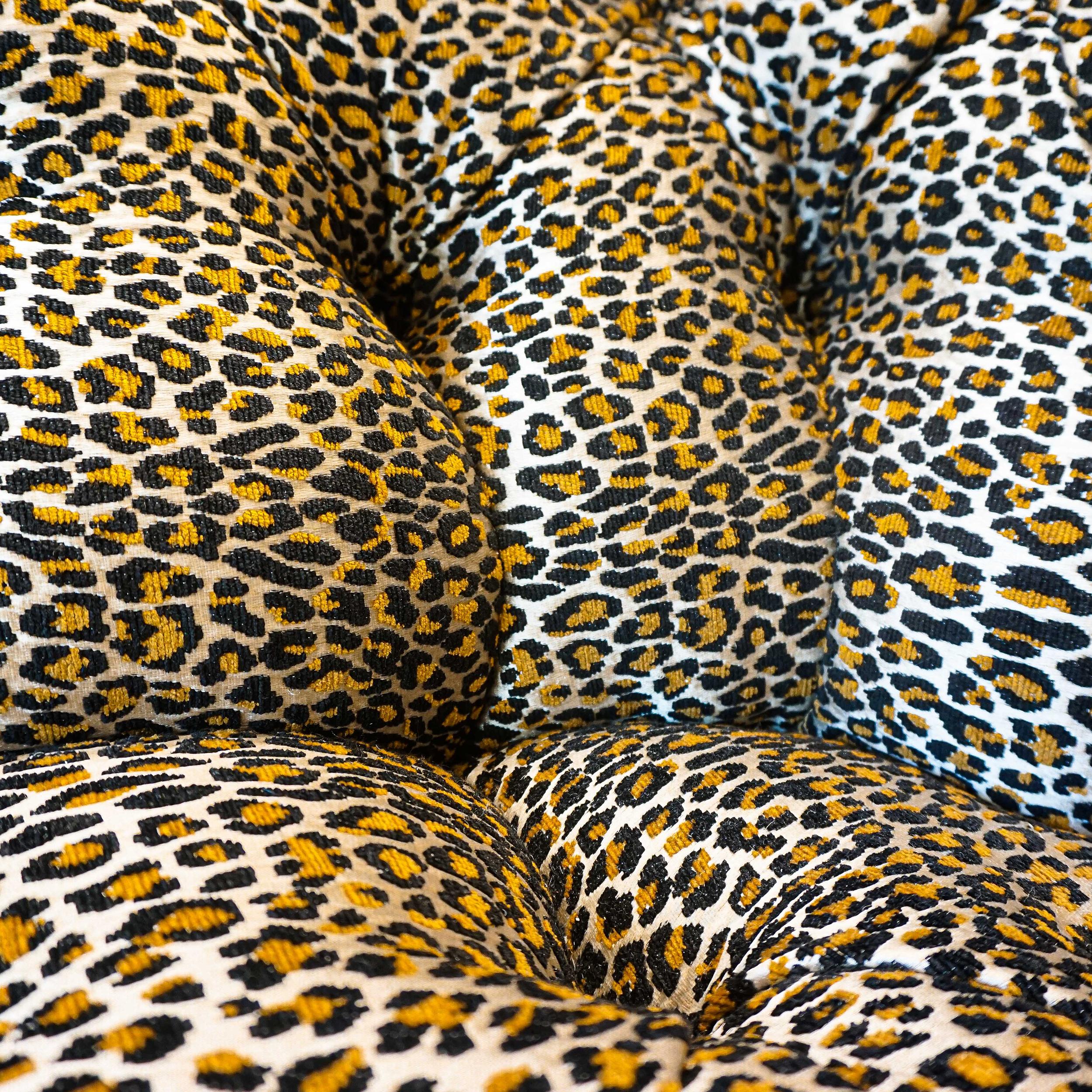 Tufted Leopard Print Sofa For Sale 9