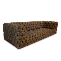 Tufted Leopard Print Sofa