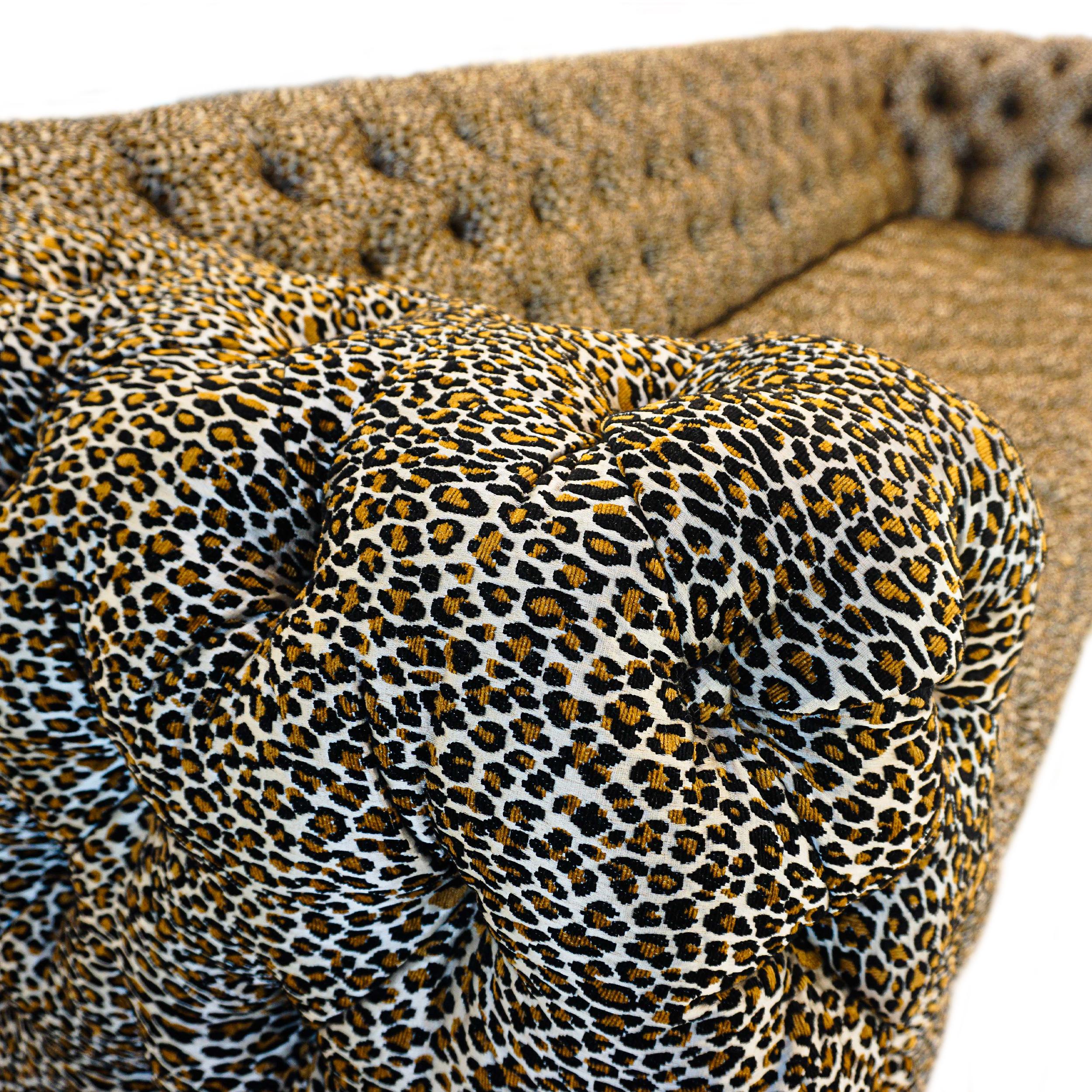 Tufted Leopard Print Sofa For Sale 10