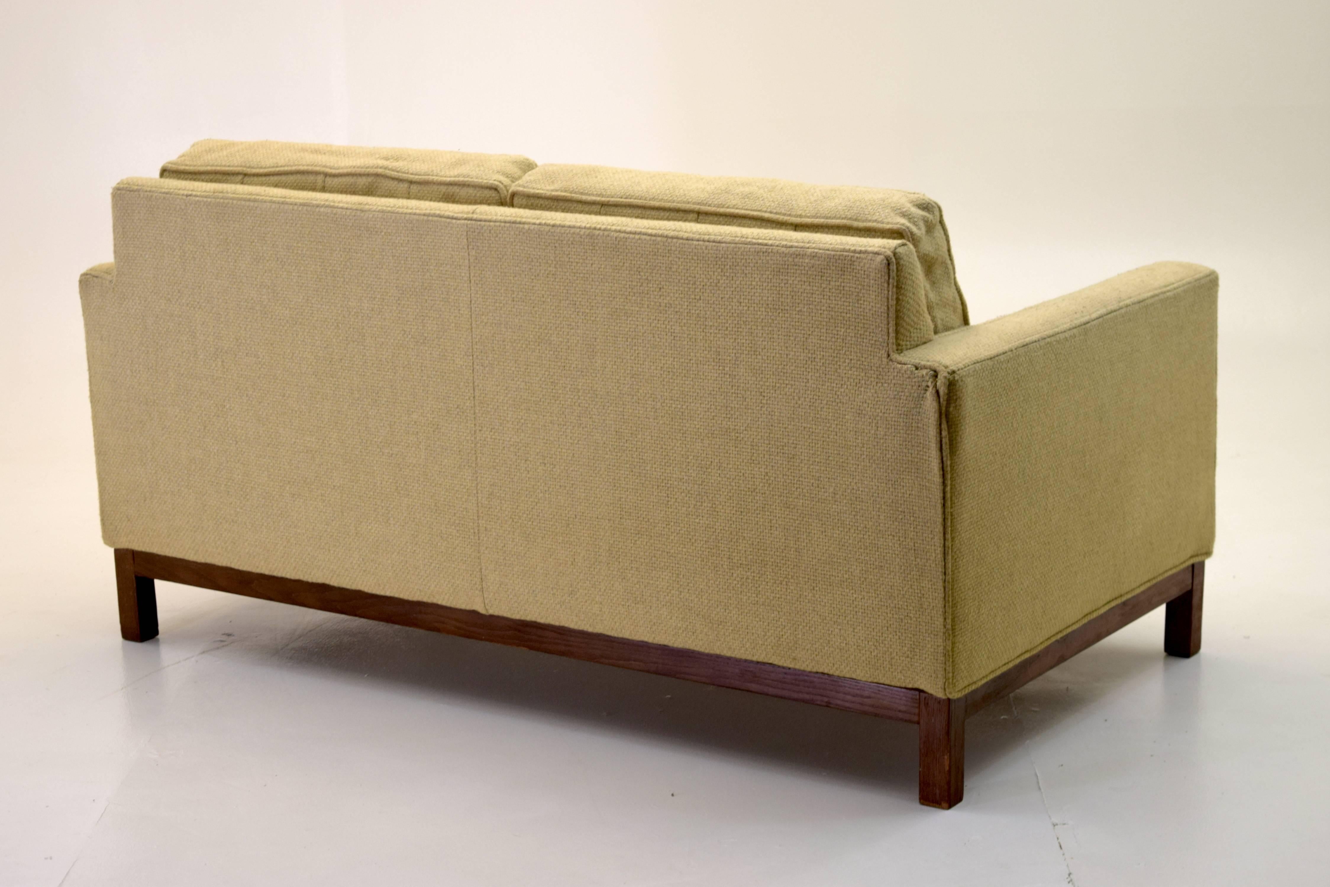 American Tufted Low Profile Settee in the Style of Florence Knoll