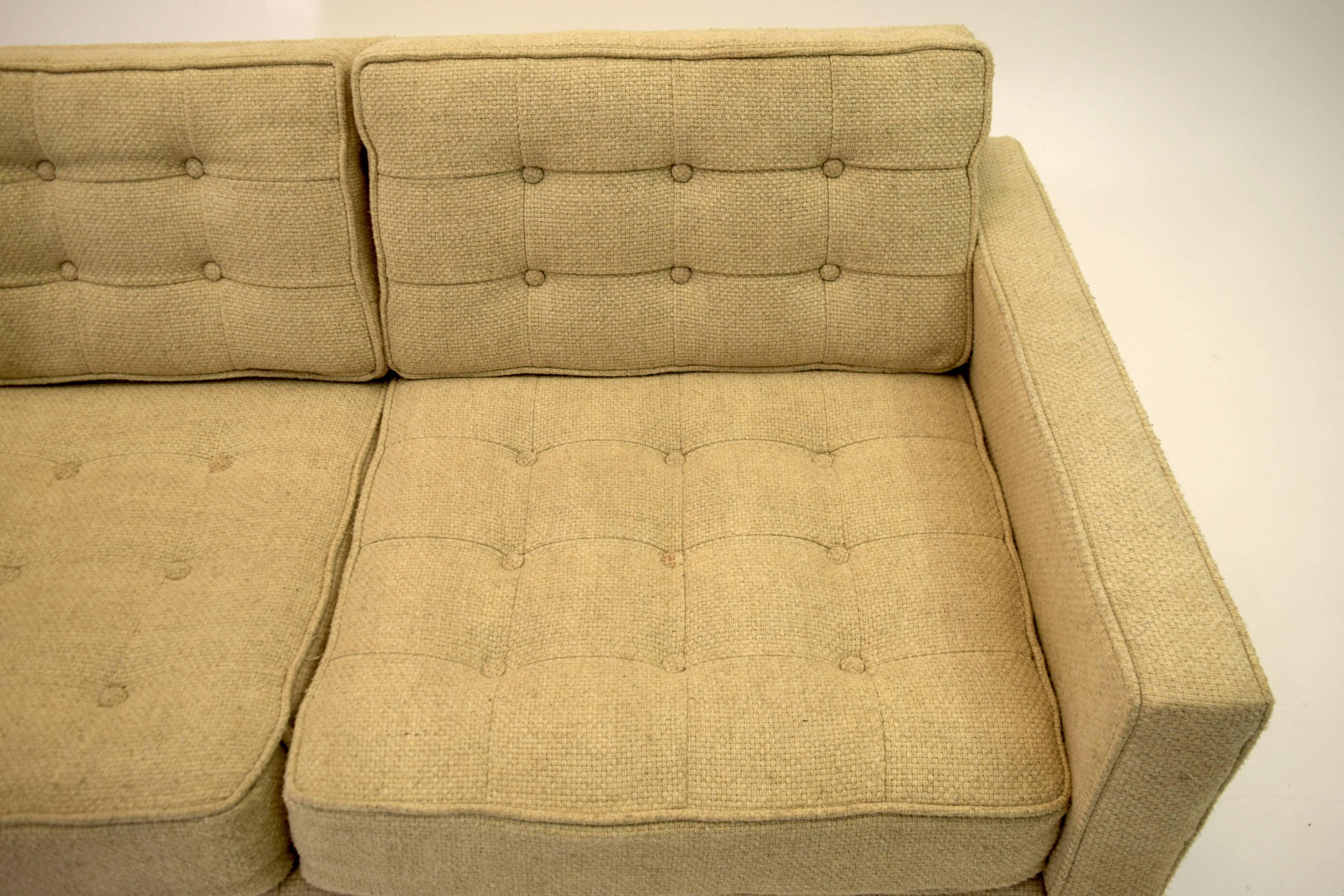 20th Century Tufted Low Profile Settee in the Style of Florence Knoll