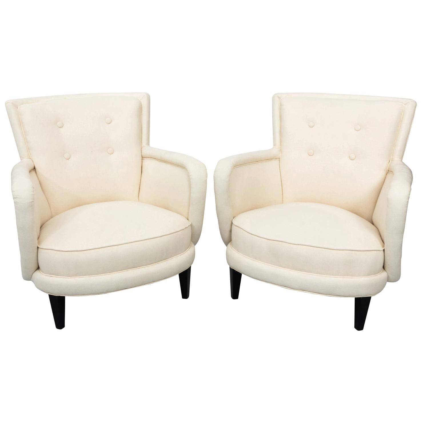 Tufted Mid-Century Modern Club Chairs