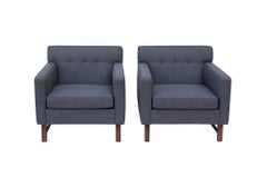 Tufted Midcentury Armchairs in the Style of Dunbar, a Pair