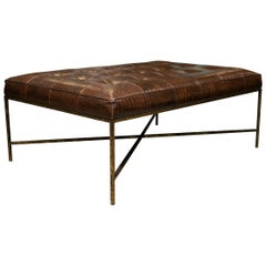Tufted Midcentury Faux Skin Ottoman by Oly Studio