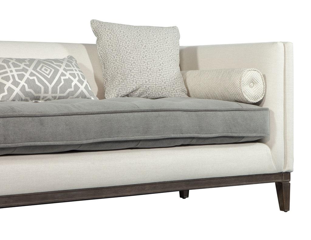 Tufted Modern Grey and Cream Bailey Sofa In Excellent Condition In North York, ON
