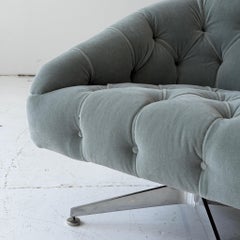 Tufted Mohair Swivel Lounge Chairs by Ward Bennett for Lehigh Leopold