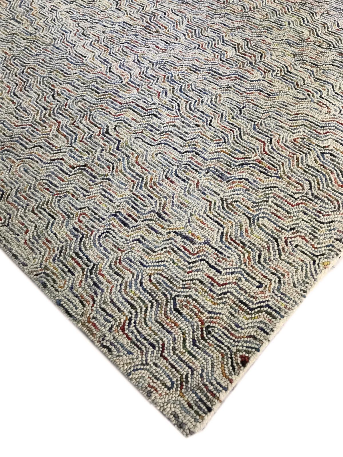 Tapis de zone en laine indienne multicolore touffeté en vente 4