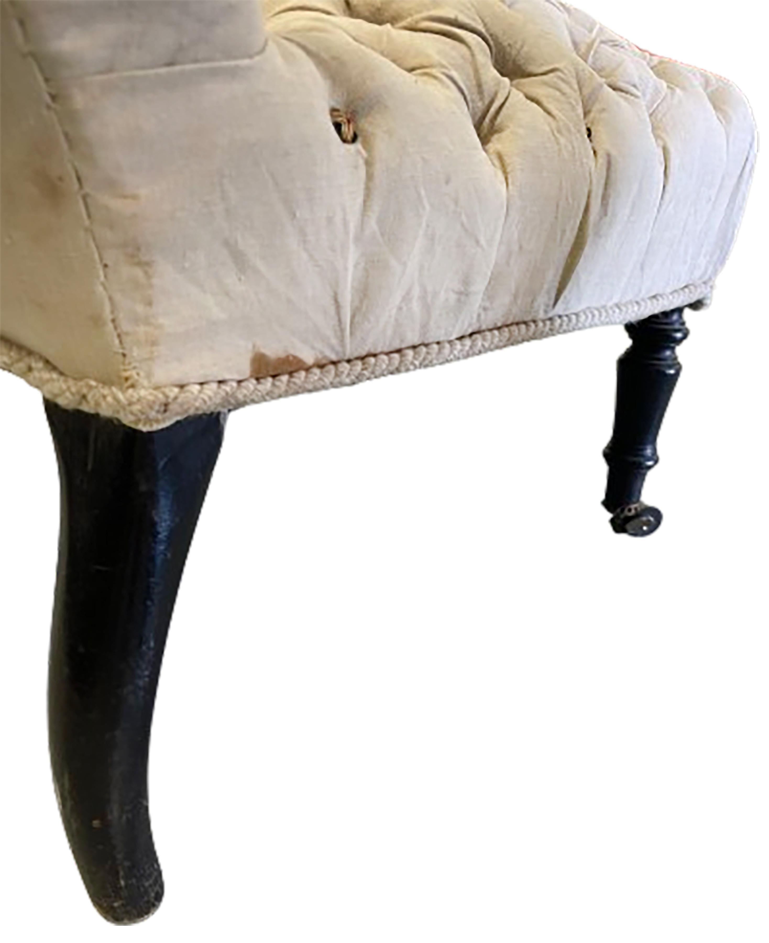 19th Century Tufted Napoleon III Occasional Slipper Chair For Sale
