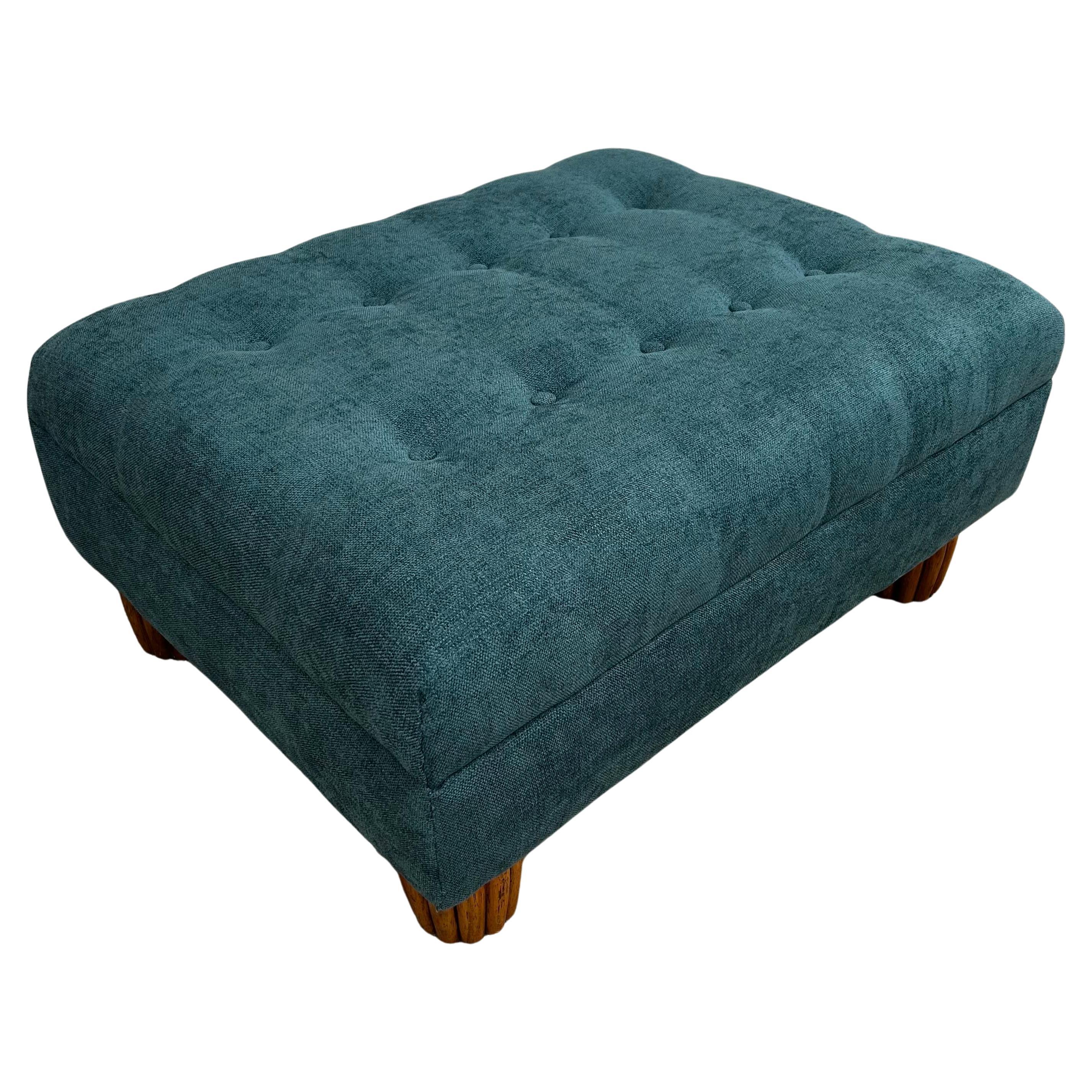 Large Custom Tufted Ottoman in New Nate Berkus Linen at 1stDibs large