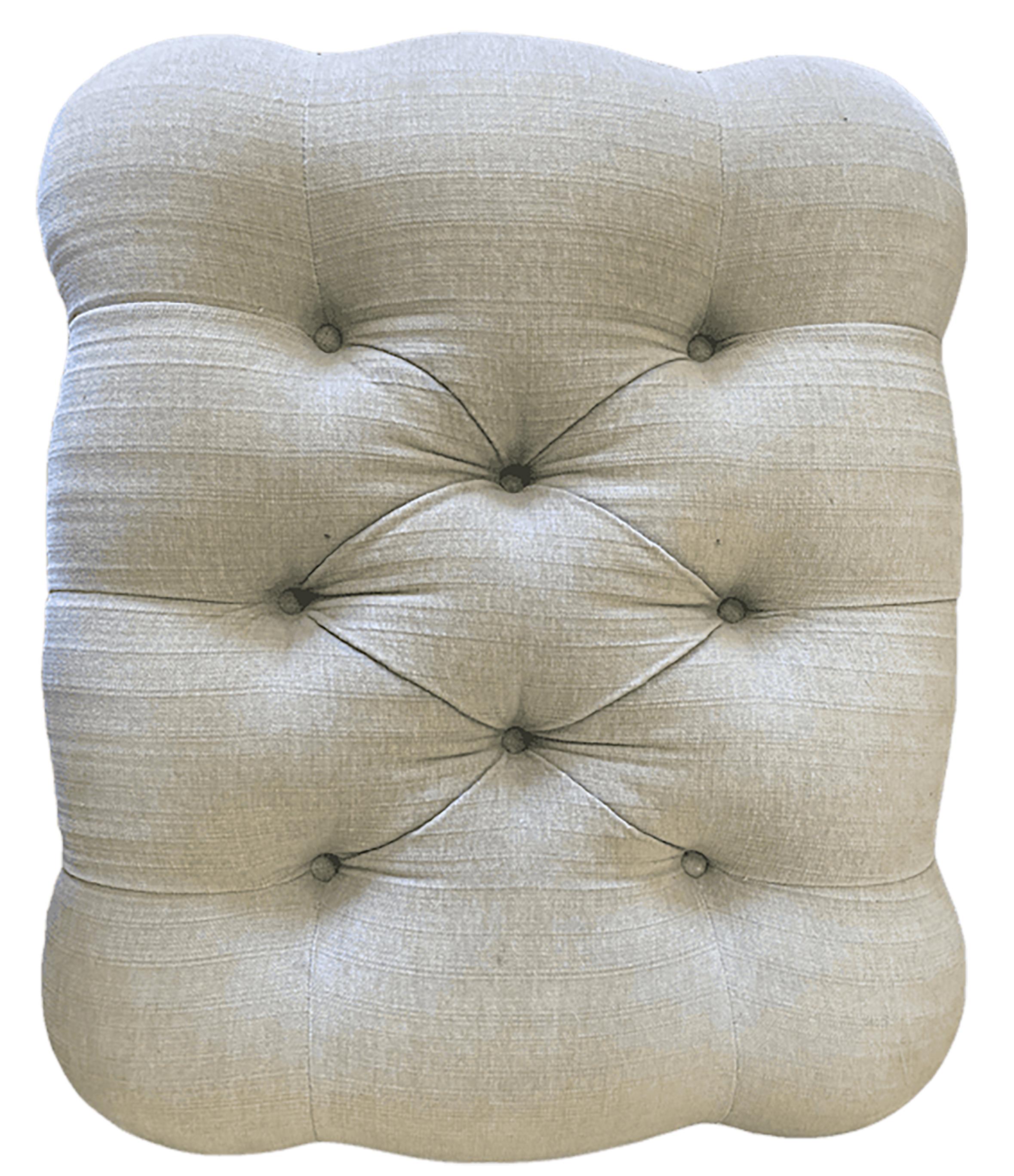Unknown Tufted Ottoman with Off-White Layered Fabric For Sale