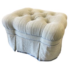 Tufted Ottoman with Off-White Layered Fabric