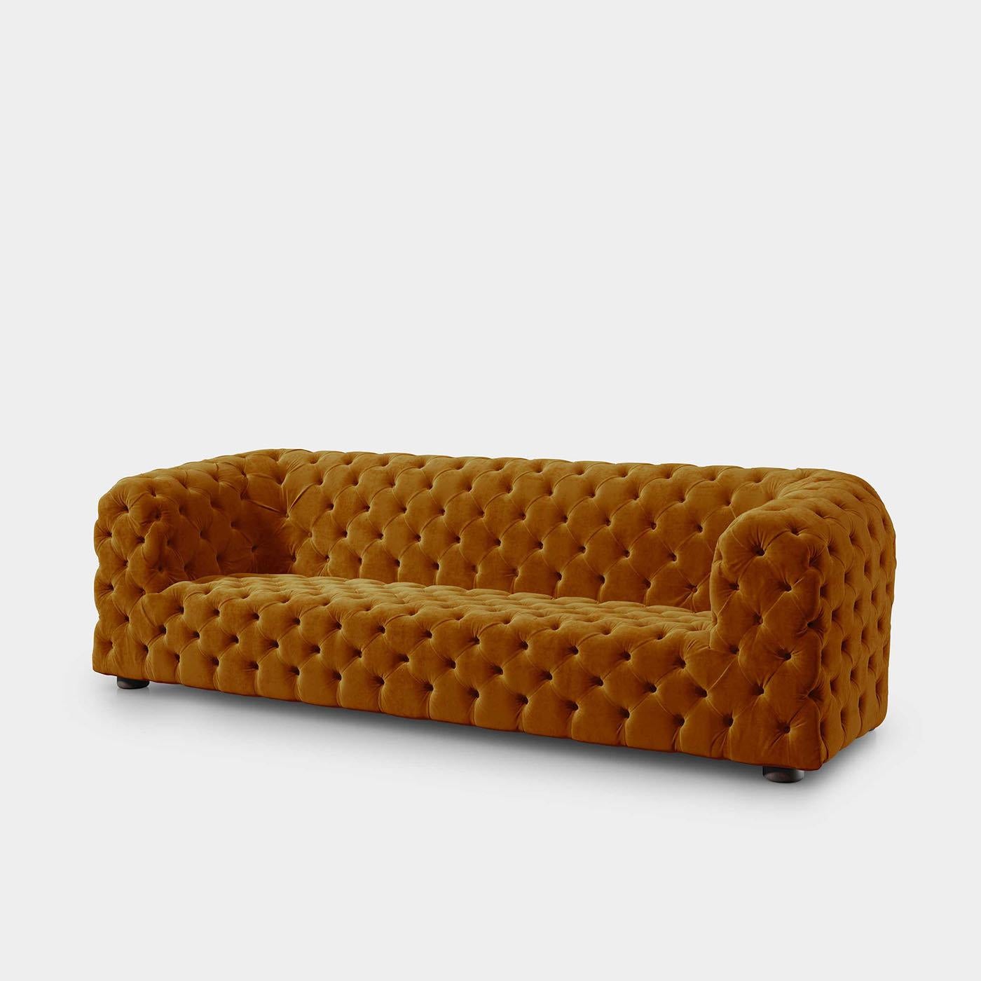 Tufted Rectangular Mustard Sofa For Sale at 1stDibs mustard tufted sofa