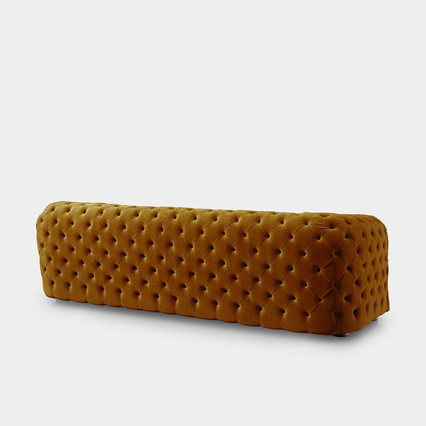 mustard tufted sofa