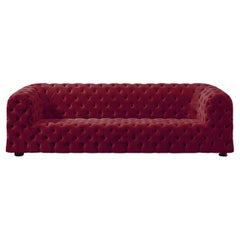 Tufted Rectangular Red Sofa